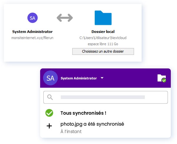 Synchroniser ces fichiers avec FileRun